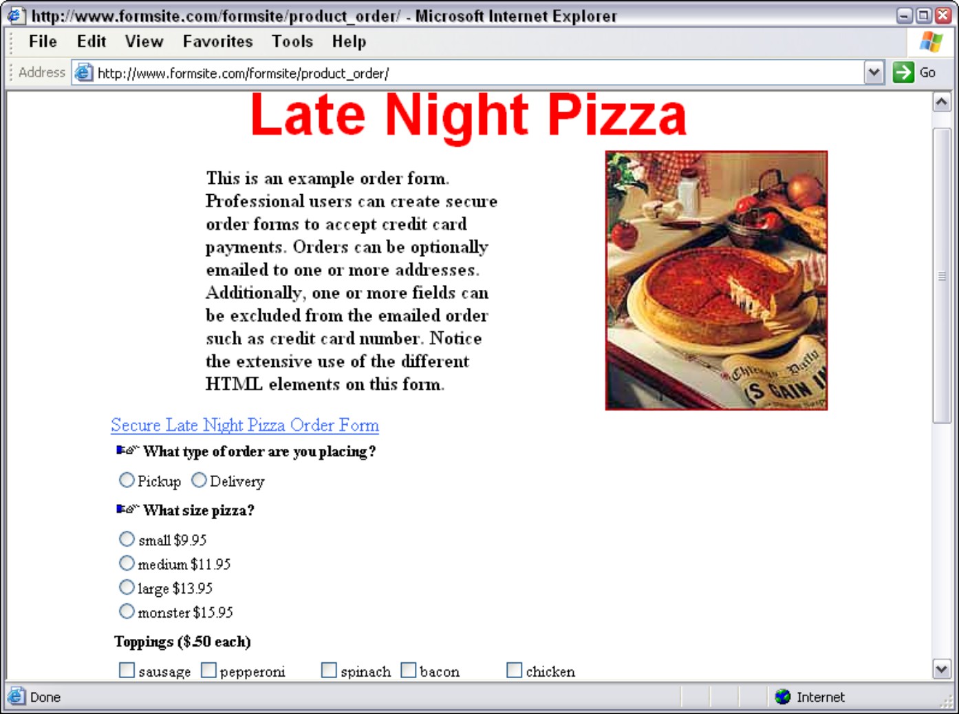 Figure 9-3: An ASP like FormSite. com lets you create a database-backed Web page feature, such as a feedback form, without having to purchase, install, and master a database program.